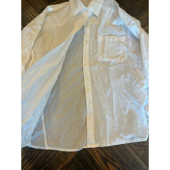Oversized Sheer White Button Down Women Medium/Large Beachy Trip Resort Coverup - Picture 8 of 9